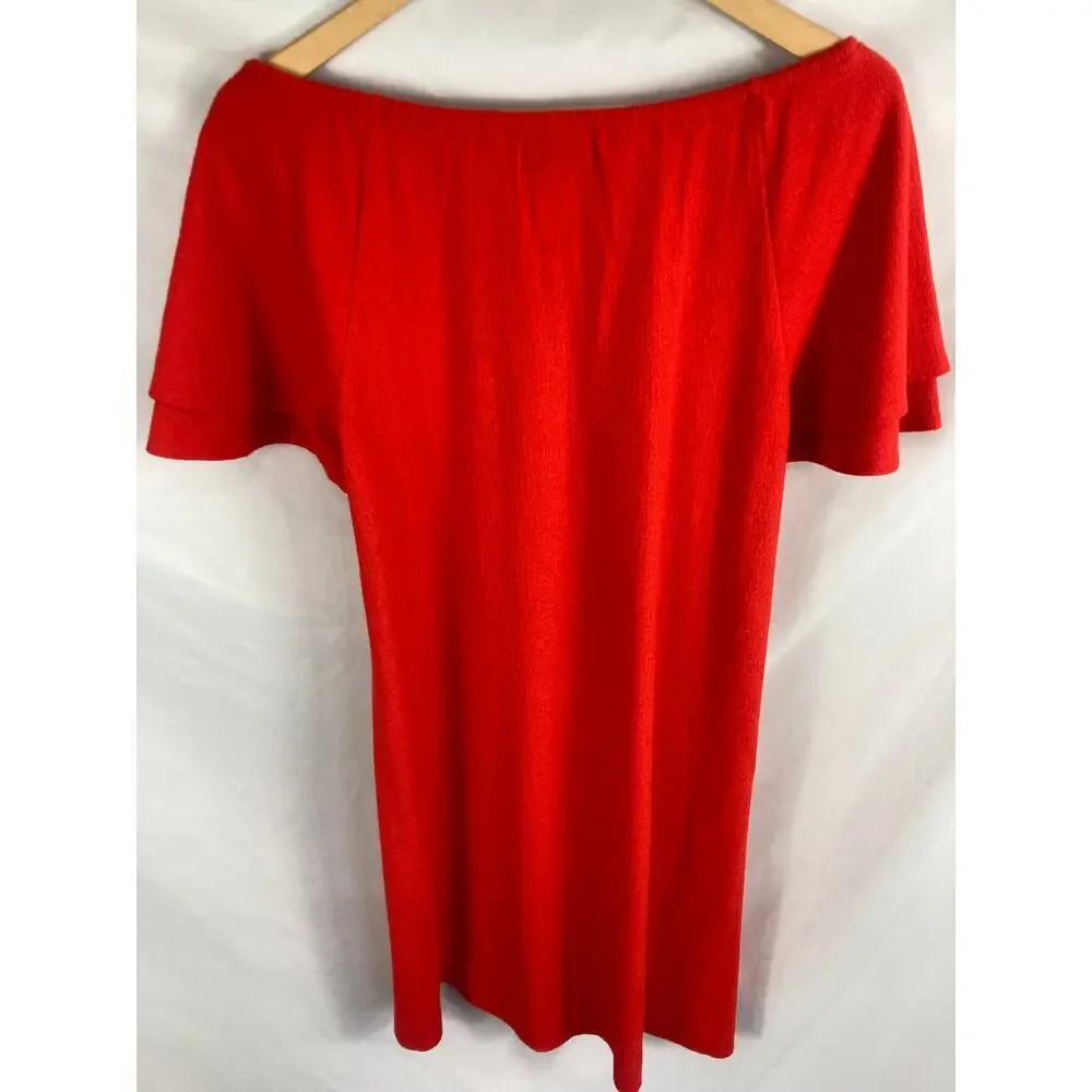 Madewell Texture & Thread Tiered-Sleeve Dress Red Size Small